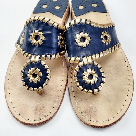 Jack Rogers Navy Gold Hamptons Sandals Size 6 - Picture 2 of 13